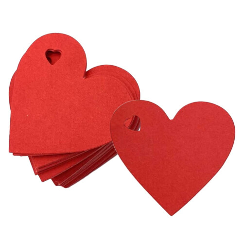 Valentine's Day Heart-Shaped Hanging Tags Red 100 pcs 1