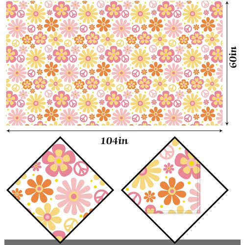 Nappe rectangulaire Boho Daisy 60 x 104 pouces 2