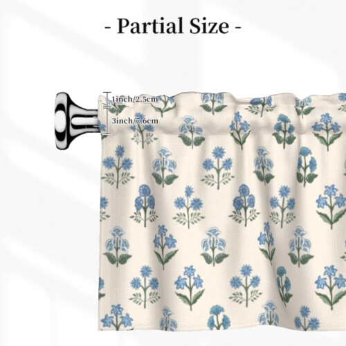 Spring Vintage Blue Floral Kitchen Valance Botanical 2