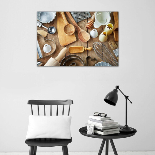 Köksduk med sked, väggkonst, 30x43 cm 1