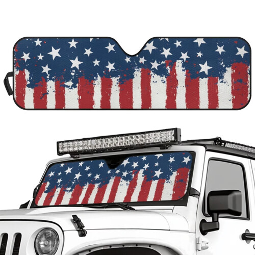 Retro American Flag Windshield Sunshade for Jeep Wrangler 1