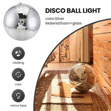30cm Disco Light Mirror , Stage Reflective Party Mirror Balls Silver with Hanging Rings for Dance, Birthday,Home
