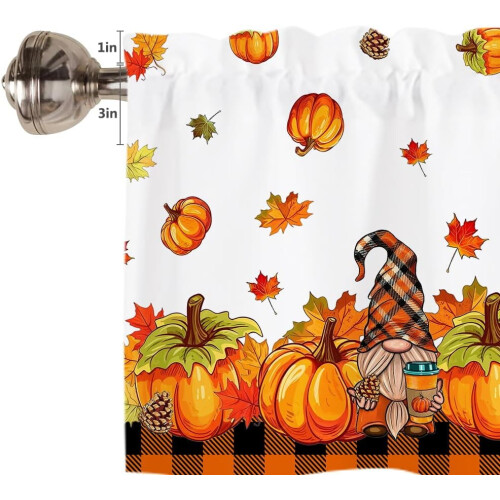 Fall Valance Curtains Pumpkin Gnome Design 54x18 inch 1