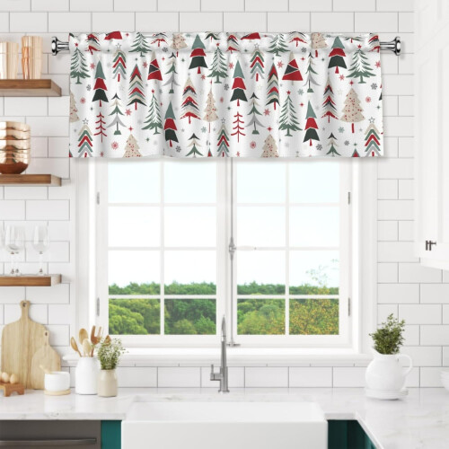 Christmas Tree Window Valance 54x18 Inch Rod Pocket 1