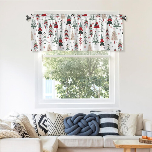 Christmas Tree Window Valance 54x18 Inch Rod Pocket 2