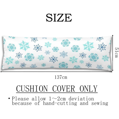 Snowflake Body Pillow Case Blue Polyester 20x54 Inch 1