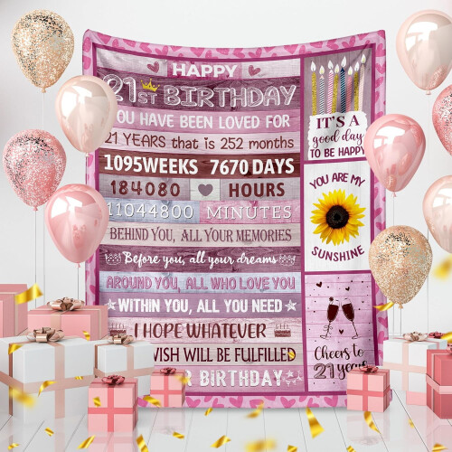Coperta per il 21 compleanno per lei, 50x60 pollici 1