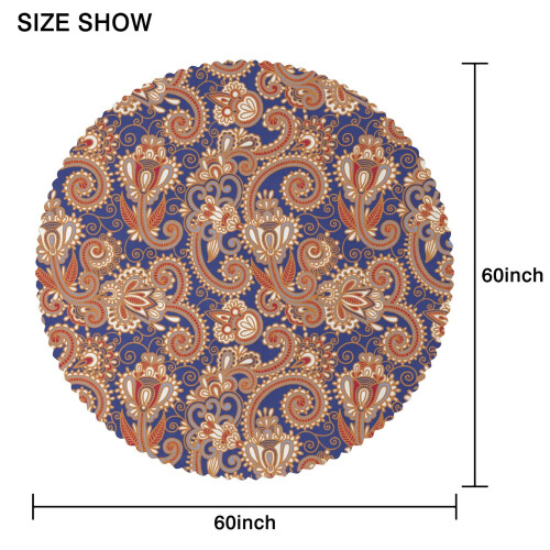 Rund Boho Paisley-duk 60x60 tum vattenavvisande 1