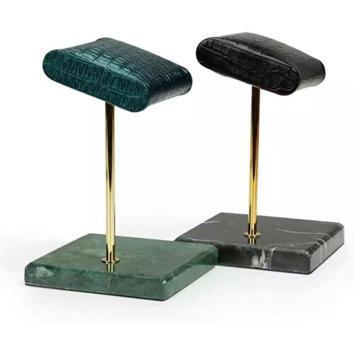 Watch Holder Organizer Black Green Marble Base PU Leather 2