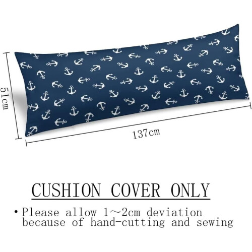 Fodera per cuscino a forma di ancora con strisce blu navy e bianche, 20x54 pollici. 2