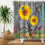 Ρουστίκ Ξύλινη Κουρτίνα Μπάνιου Κίτρινη Floral 72x78 Ίντσες 5
