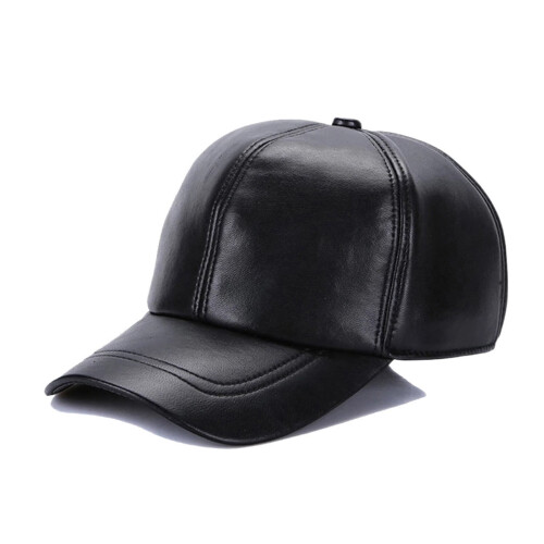 Men's Real Sheepskin Leather Baseball Cap, Casual Fall 1