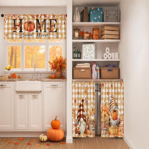 Buffalo Plaid Kitchen Curtains Set 36 inch 3-Piece 1