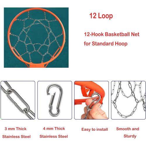 Basketball Chain Net Heavy Duty 304 Stainless Steel Rust 2