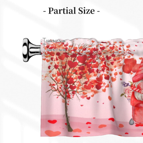 Valentine's Day Kitchen Window Valance Red Heart Gnome 2