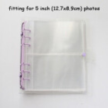 (Transparent Purple,5in)Color Clip Transparent Sparkling 6hole Loose Leaf Album Children Gifts Birthday