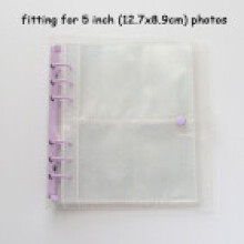 (Glitter Purple,5in)Color Clip Transparent Sparkling 6hole Loose Leaf Album Children Gifts Birthday