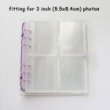 (Transparent Purple,3in)Color Clip Transparent Sparkling 6hole Loose Leaf Album Children Gifts Birthday