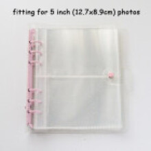 (Glitter Pink,5in)Color Clip Transparent Sparkling 6hole Loose Leaf Album Children Gifts Birthday