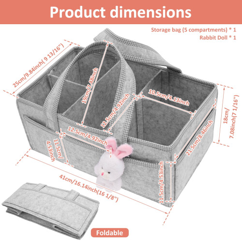 Baby Diaper Caddy Nursery Storage Bin with Wipes Organizer 1