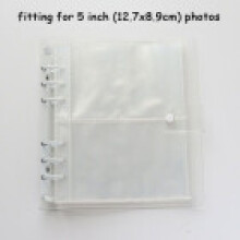 (Transparent White,5in)Color Clip Transparent Sparkling 6hole Loose Leaf Album Children Gifts Birthday
