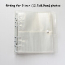 (Glitter White,5in)Color Clip Transparent Sparkling 6hole Loose Leaf Album Children Gifts Birthday