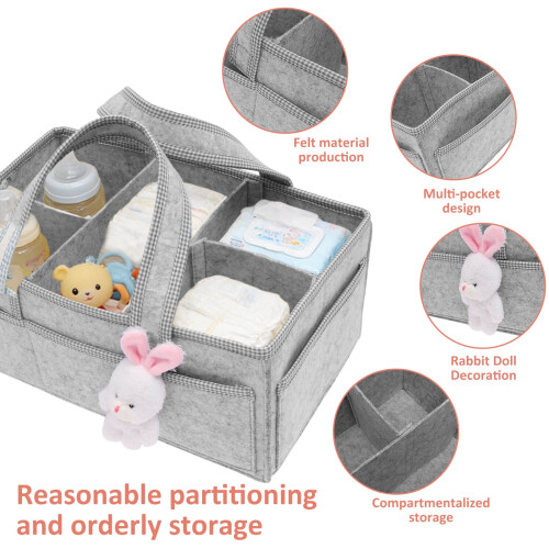 Baby Diaper Caddy Nursery Storage Bin with Wipes Organizer 2