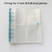 (Transparent Blue,3in)Color Clip Transparent Sparkling 6hole Loose Leaf Album Children Gifts Birthday