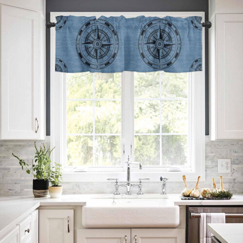 Compass Circle Dot Geometric Window Valance Rod Pocket 1
