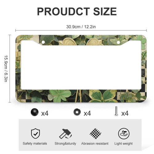 Shamrock Print License Plate Frame Aluminum 2-Hole US 2