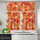 Red Pumpkin Fall Leaf Kitchen Curtains Valance and Tier Set 6