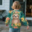 Girls Tropical Sloth Sweatshirt Ruffle Shoulder Size 3-4 5