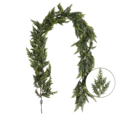 Cedar Christmas Garland UV-Resistant Plastic Green 10ft 1