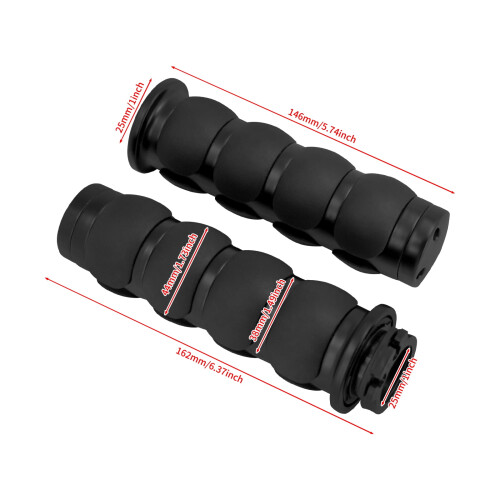 Black Non-Slip Rubber Handlebar Grips 1 inch 1