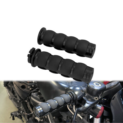 Black Non-Slip Rubber Handlebar Grips 1 inch 2