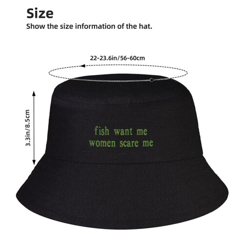 Cappello a secchiello con stampa "Fish Want Me", cappello da sole per uomo e donna 1