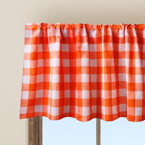 WOSIBO buffalo window valances orange white 2