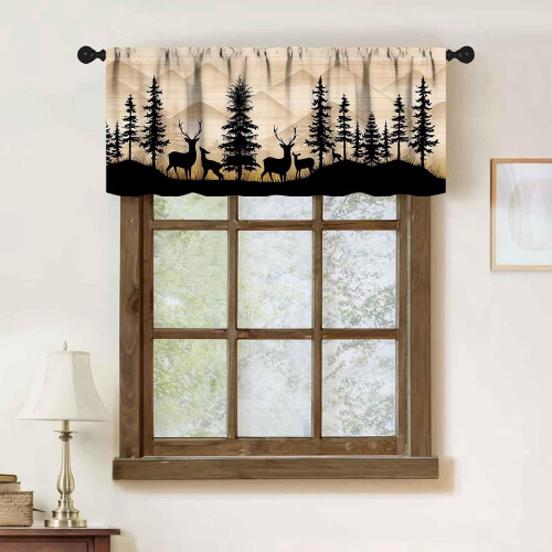 Kitchen valance rustic bear deer moose design 54x18 inch 1