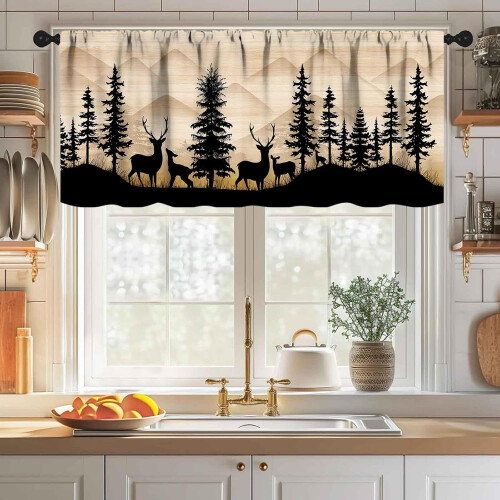 Kitchen valance rustic bear deer moose design 54x18 inch 2