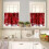 Red Christmas Kitchen Curtains Set with Snowflakes 3-Piece 2