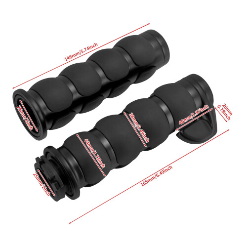 Motorcycle Hand Grips Black Rubber 1 inch 1