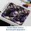 Tappetino per mouse antiscivolo con teschio e fiori viola, 21x25 cm 6