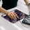 Tappetino per mouse antiscivolo con teschio e fiori viola, 21x25 cm 7