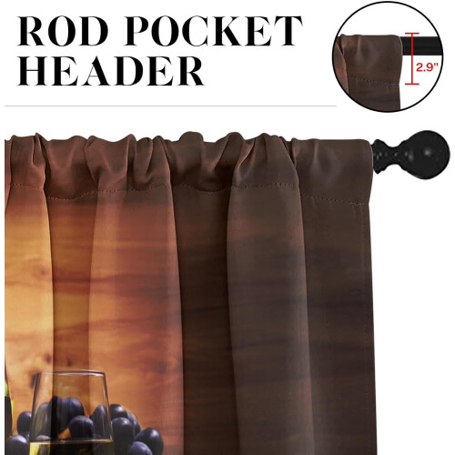 Red Wine Kitchen Curtains and Valance Set 36 Inch 2