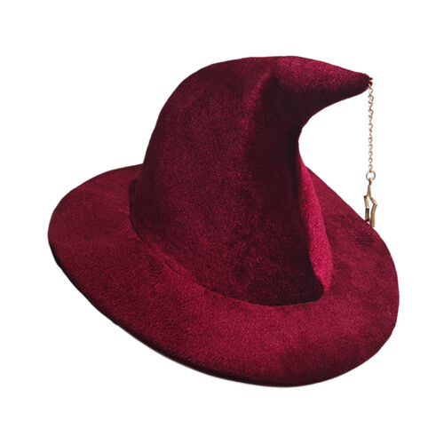 Halloween Witch Hat Face Cover Polyester Taffeta Red 1