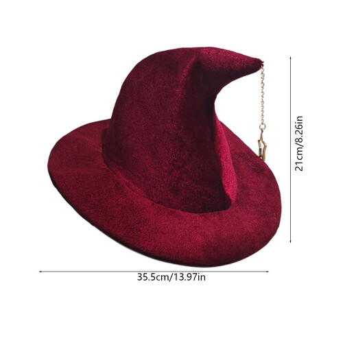 Halloween Witch Hat Face Cover Polyester Taffeta Red 2
