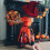 Halloween Witch Hat Face Cover Polyester Taffeta Red 4