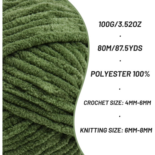 Fluffy Chenille Yarn Bulky 87.4 Yds 3.5 Oz 1