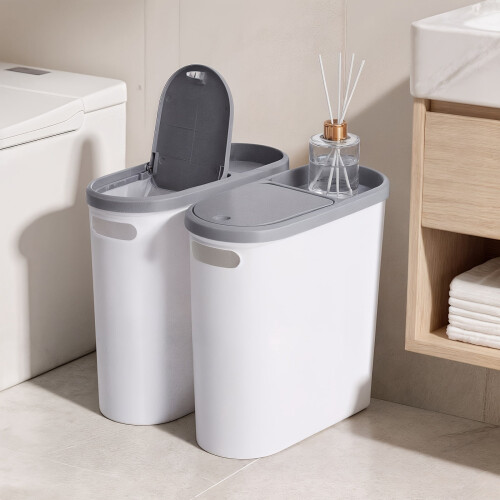 Plastic Bathroom Trash Can Rustproof Space-Saving 1pc 1
