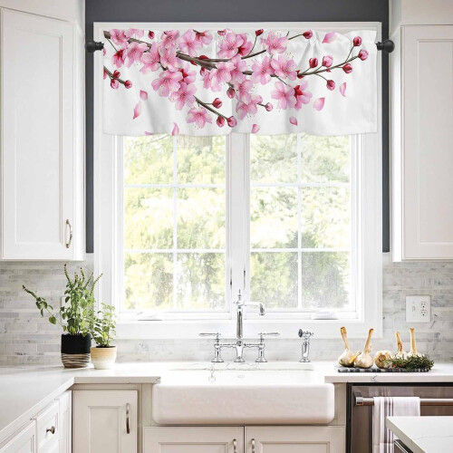 Cherry Blossom Kitchen Curtains Set 3-Piece 2
